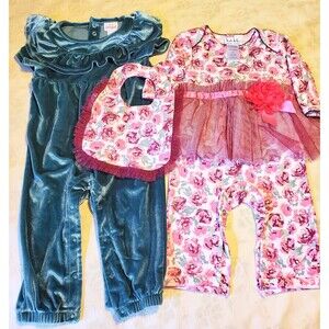 Nicole Miller Sleeper Tutu + Bib 6-9 Mos Girls Christmas Cat & Jack Velvet 1 PC